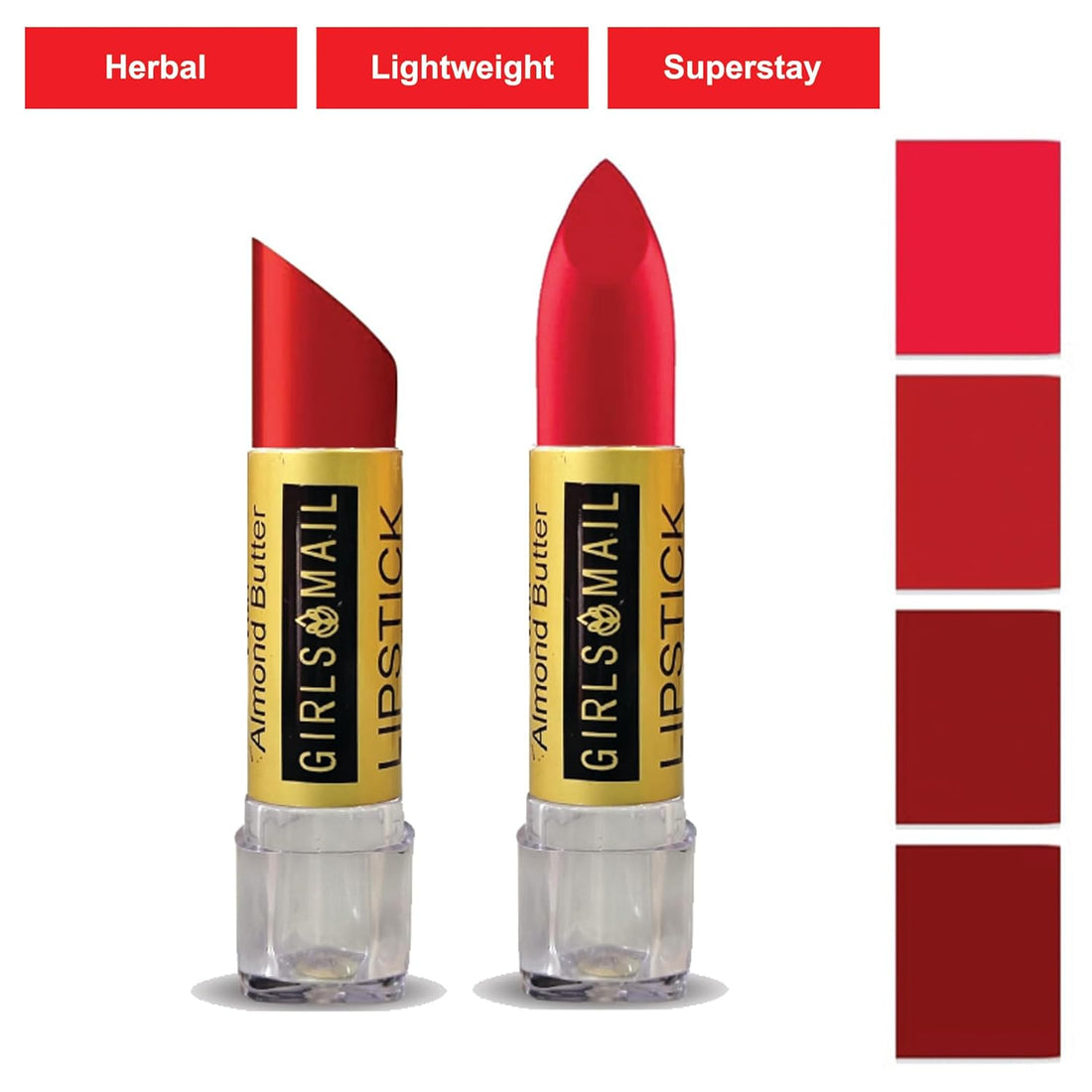 Professional Makeup Satin Matte Lipstick Twin Pack Almond Oil Infused Pure Blood Red Sticks Great for Young and Older Women Gone Girls Ladies Female Freelancers Housewives Beauty Educator - Timeless Beauty