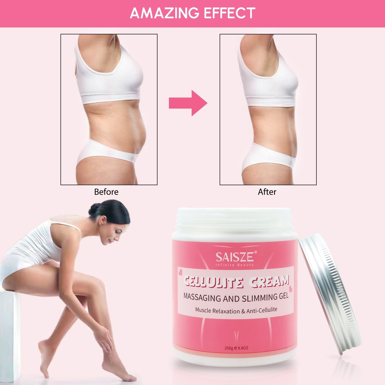 8.8 oz Anti Cellulite Body Slimming Cream with Massager and Remover - Timeless Beauty
