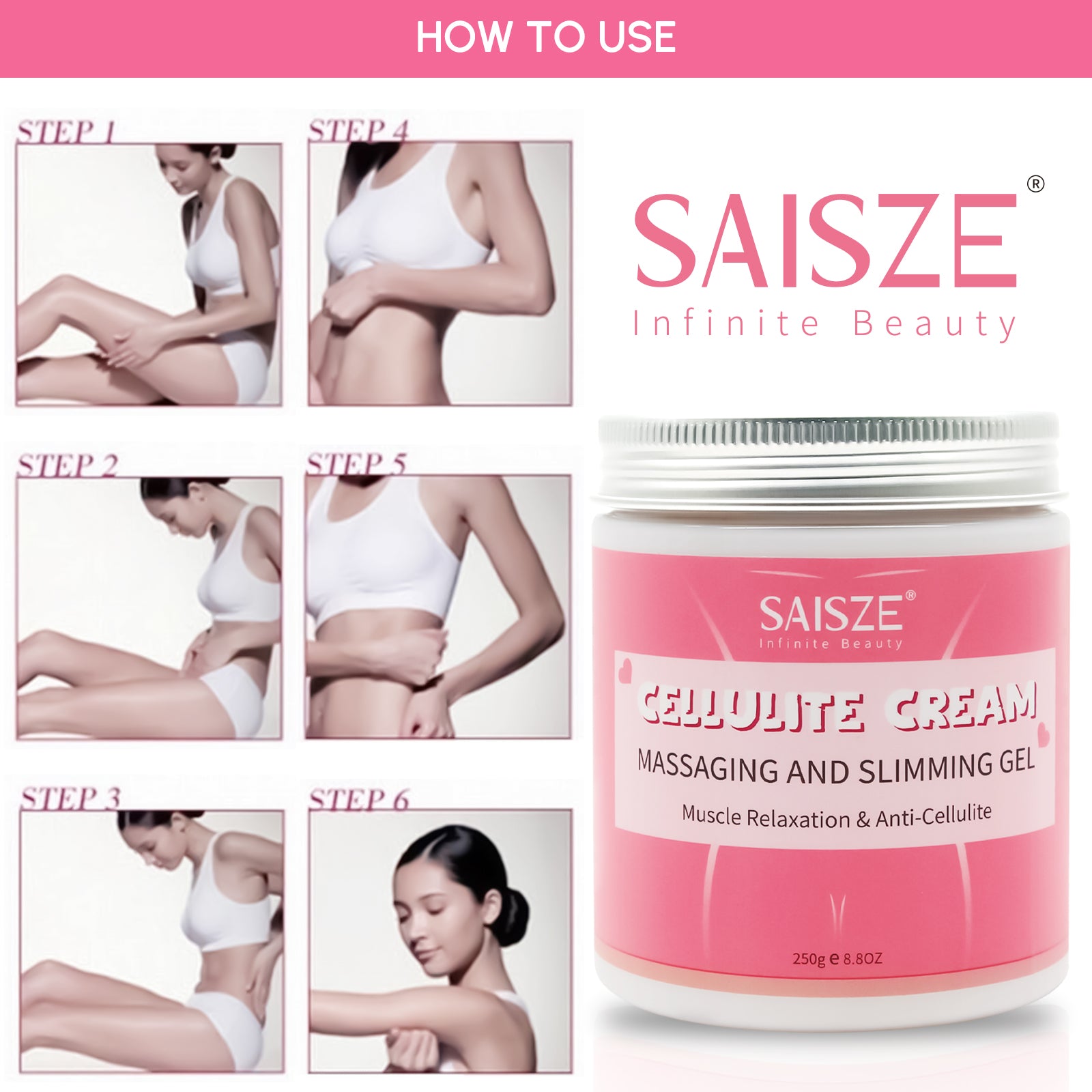 8.8 oz Anti Cellulite Body Slimming Cream with Massager and Remover - Timeless Beauty