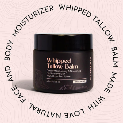 Beef Tallow for Skin (Unscented 2 Oz) - Whipped Tallow Balm for Face and Body - Natural Moisturizer for Sensitive Dry Skin - Handmade Body Butter - 100% Grass-Fed Tallow Cream for Skincare - Belly Butter Lotion - Timeless Beauty