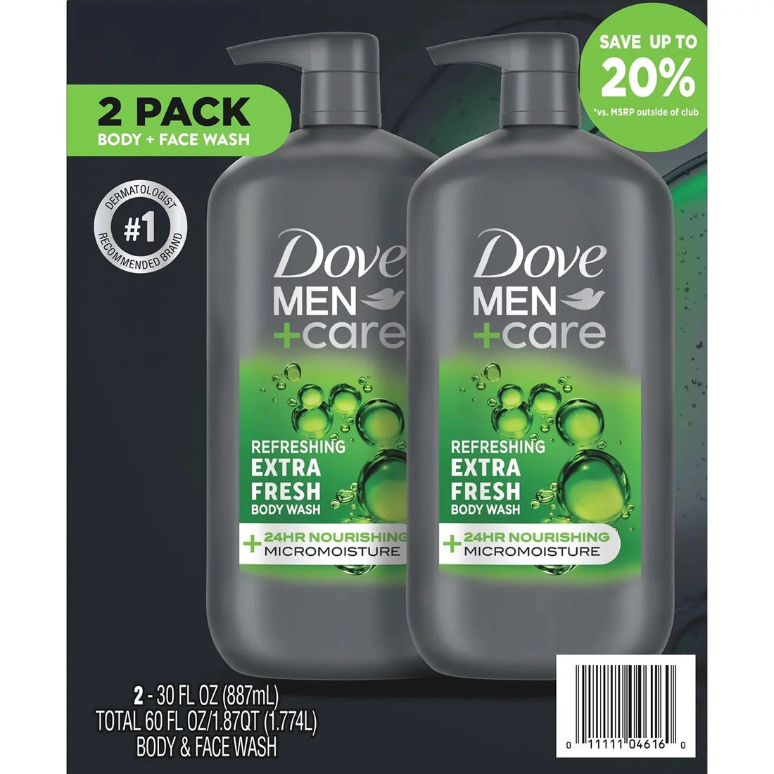 Men plus Care Body and Face Wash, Extra Fresh (30 Fl. Oz., 2 Pk.)