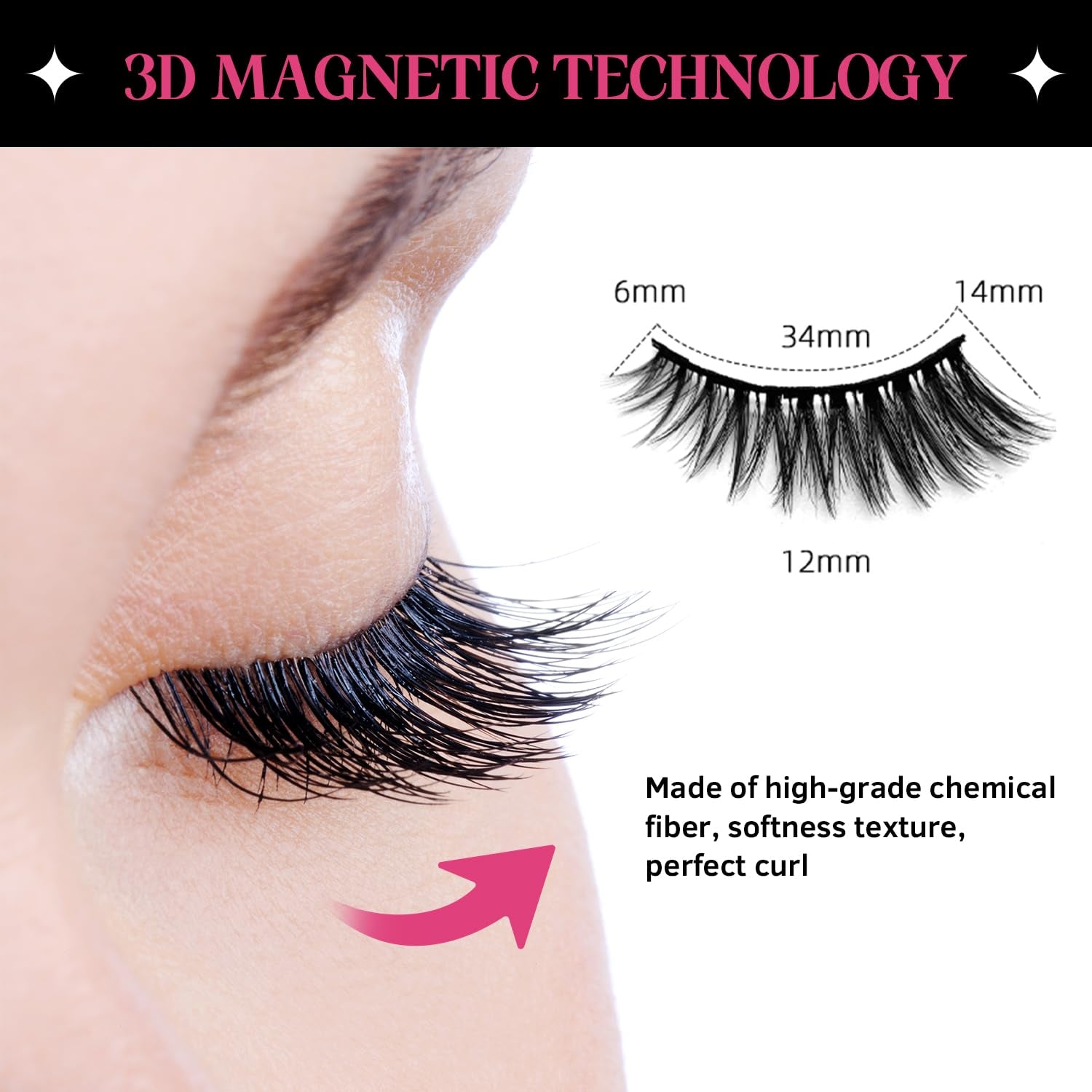 Magnetic Eyelashes with Eyeliner Cat Eyes Magnetic Eyelashes Natural Look False Eyelash No Glue Needed Reusable Fake Eyelashes with Tweezers (3 Pairs Cat Eyes)