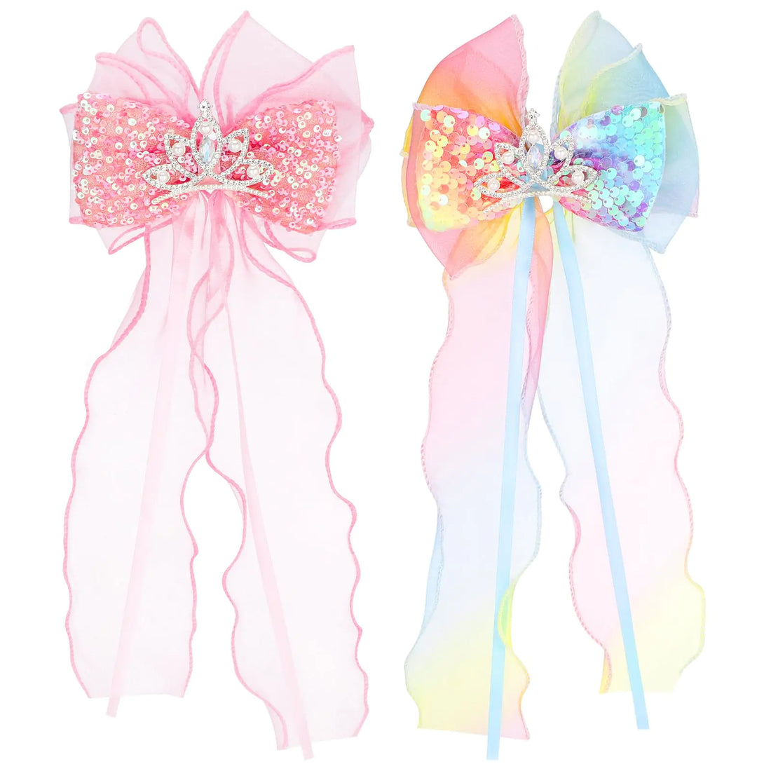 2 Pcs Hair Bows for Girls Princess Hair Bows Colorful Ribbo Hair Clips Hair Barrettes Alligator Clips for Girls Toddlers Gifts Hair - Timeless Beauty