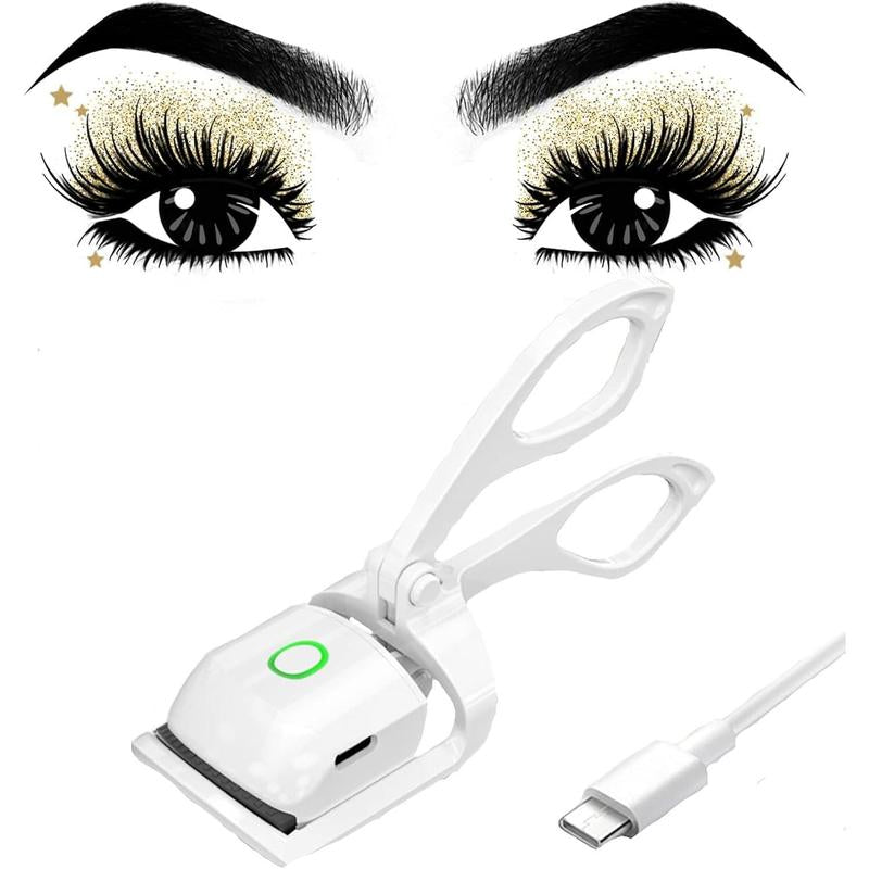 Heated Eyelash Curler – Electric, Rechargeable | 2 Heating Modes for Quick, Natural Curling &amp; Long-Lasting Lift (White) - Timeless Beauty