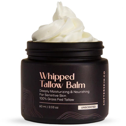 Beef Tallow for Skin (Unscented 2 Oz) - Whipped Tallow Balm for Face and Body - Natural Moisturizer for Sensitive Dry Skin - Handmade Body Butter - 100% Grass-Fed Tallow Cream for Skincare - Belly Butter Lotion - Timeless Beauty