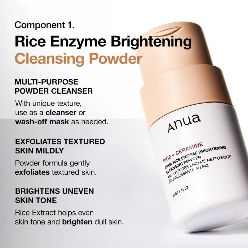 [Anua Official Shop] Korean Rice Glass Skin Set ｜Skincare Set with Rice Enzyme Mask Cleanser, Milky Toner, Brightening Serum ｜Rice Water Bright, Marshmallow Face Mask Maker - Timeless Beauty