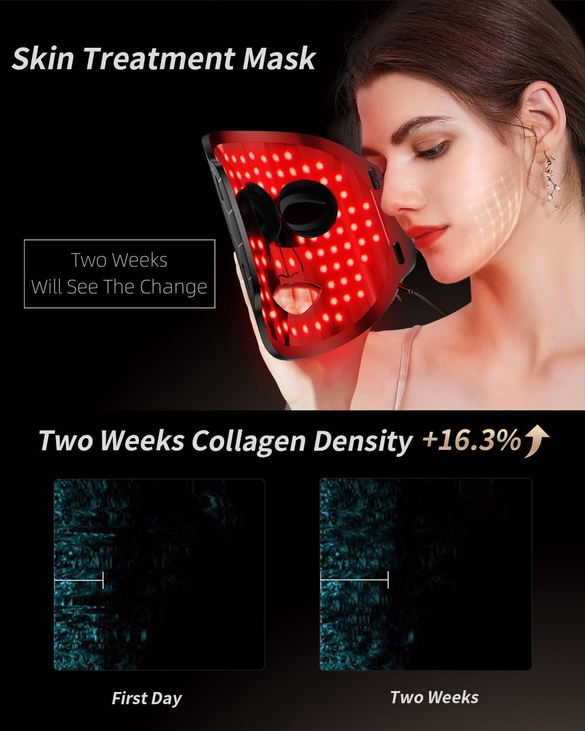 Face Mask Light 7 Colors Facial Mask Anti-Aging Tightening Skin (Black) - Timeless Beauty