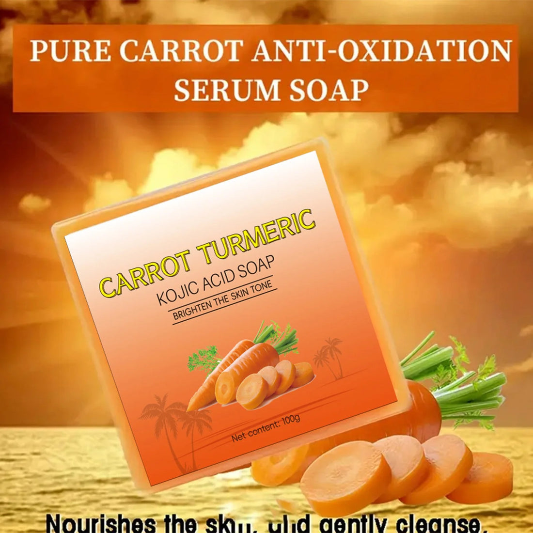 Natural Carrot Turmeric Soap Bar for Face &amp; Body,Turmeric Skin Soap Wash for Dark Spots,Intimate Areas,Underarms,Turmeric Face Soap Reduces Acne,Fades Scars &amp; Cleanses Skin - Timeless Beauty