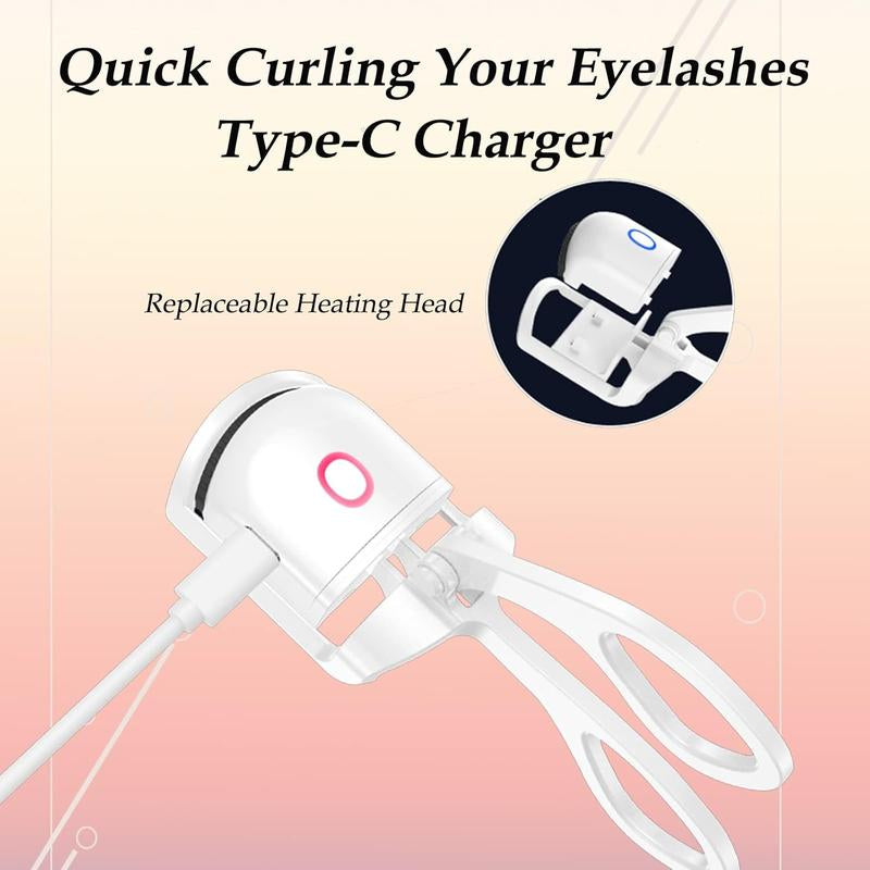 Heated Eyelash Curler – Electric, Rechargeable | 2 Heating Modes for Quick, Natural Curling &amp; Long-Lasting Lift (White) - Timeless Beauty