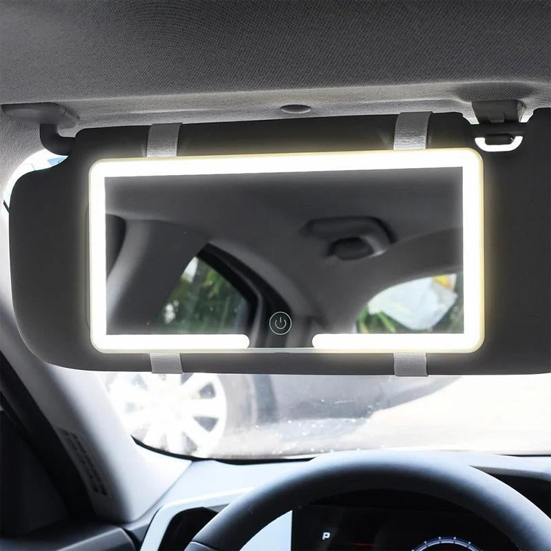 Car Sun Visor Makeup Mirror with Light, LED Touch Screen Adjustable Brightness Auto Interior Makeup HD Mirror, Rechargeable Vanity Mirror, Car Decorations, Men Gifts, Car Accessories, Gifts for Girlfriend - Timeless Beauty