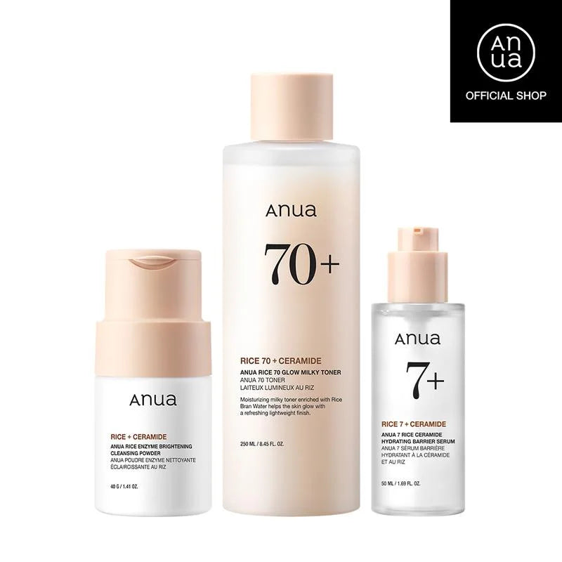 [Anua Official Shop] Korean Rice Glass Skin Set ｜Skincare Set with Rice Enzyme Mask Cleanser, Milky Toner, Brightening Serum ｜Rice Water Bright, Marshmallow Face Mask Maker - Timeless Beauty