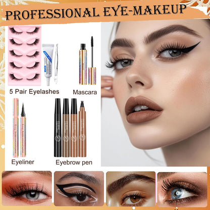 Comprehensive Girls Makeup Kit: 40-Color Eyeshadow Palette, Foundation, Contour Stick, and Additional Essentials