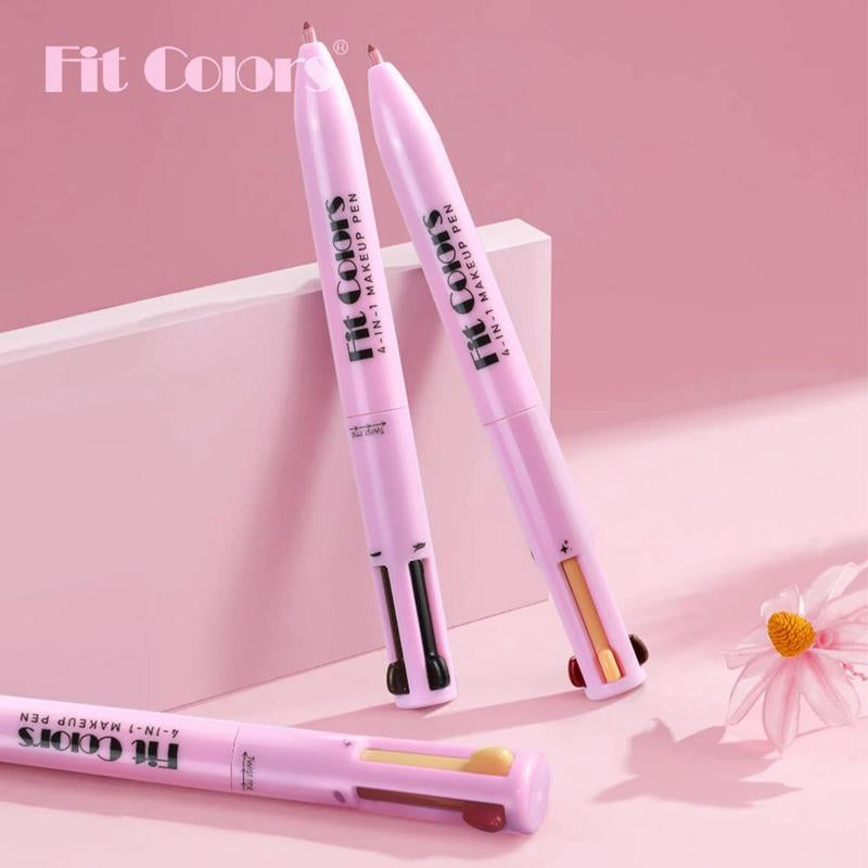 4 in 1 Multi-Function Makeup Pen, Compact Travel Eyeliner, Lip Liner, Eyebrow Pencil, Highlighter Eyeshadow Pen, Portable Multi-Function Makeup Set, Summer Gift