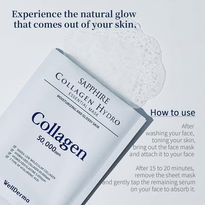 Sapphire Collagen Hydro Essential Mask 10 Sheets Skin Soothing Calming - Timeless Beauty