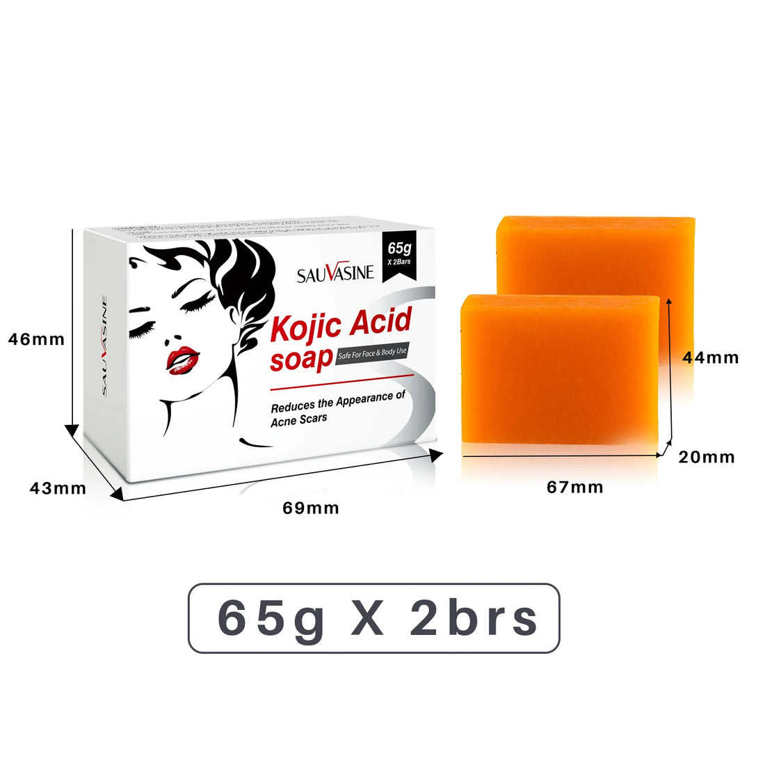 65G X2 Kojic Acid Soap Skin Lightening Even Skin Tone Facial Deep Cleaning Oil Control Moisturizing Skin Care Beauty Health - Timeless Beauty
