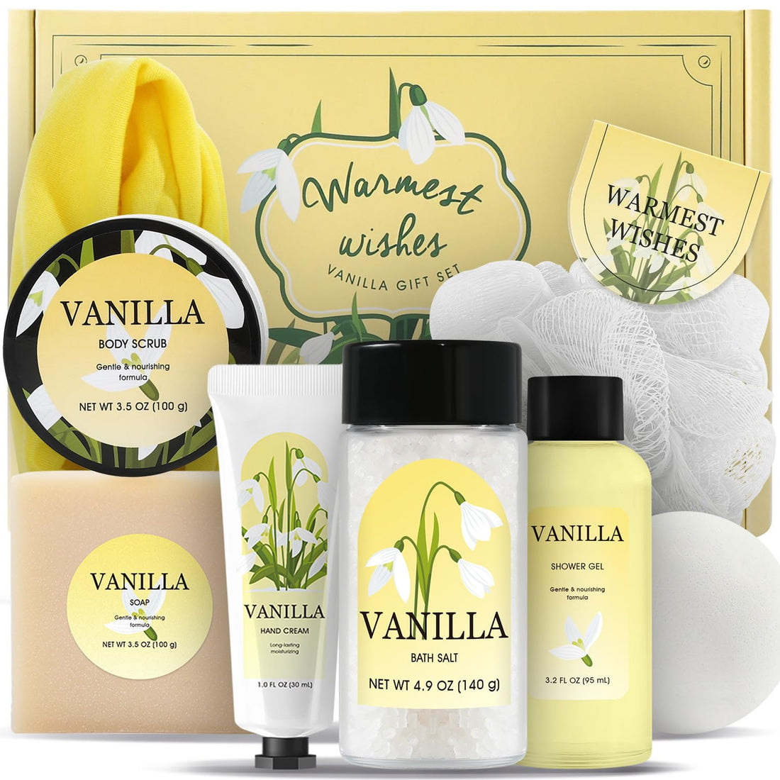 Gift Set for Women 8Pcs Bath and Body Gift Baskets for Women, Vanilla Self Care Gift Ideas Birthday Gifts for Women, Mothers Day, Christmas Gifts for Women - Timeless Beauty