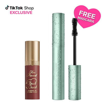 Too Faced Lips, Cheeks &amp; Lashes Makeup Set: Cloud Crush Whipped Blush + Waterproof Mascara