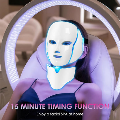 7-Color LED Face Mask – Light Therapy for Acne, Wrinkles &amp; Radiance (White) - Timeless Beauty