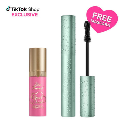 Too Faced Lips, Cheeks &amp; Lashes Makeup Set: Cloud Crush Whipped Blush + Waterproof Mascara
