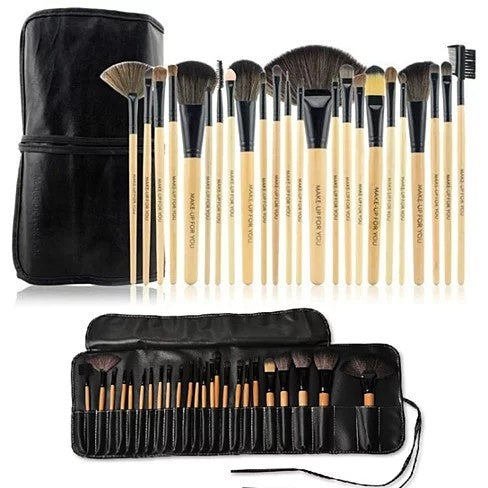 24 Piece High Quality Makeup Brush Set Salmon Lucky