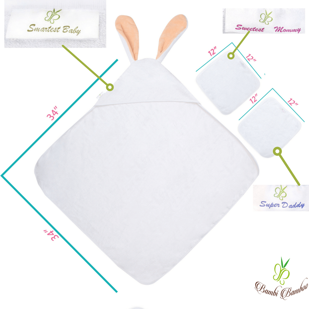 Amber Bunny Hooded Towel &amp; 2 Washcloths Red Nyx