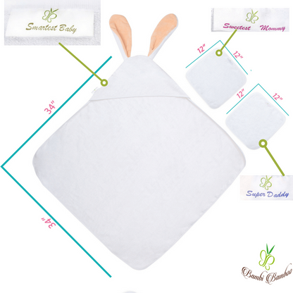 Amber Bunny Hooded Towel &amp; 2 Washcloths Red Nyx