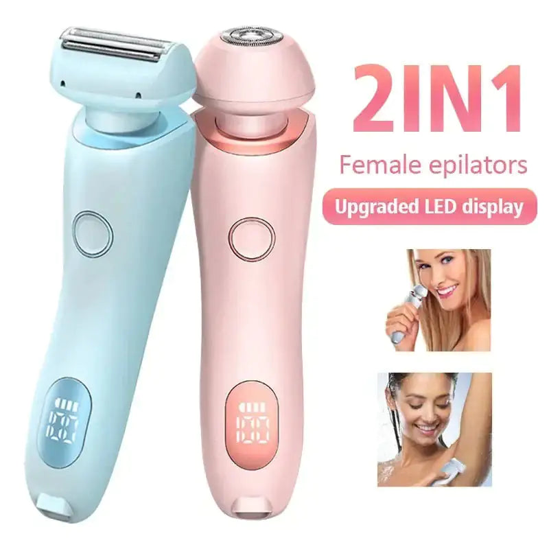 2 In 1 Hair Removal Epilator USB Rechargeable Trimmer Women Body Razor Face Leg Armpit Bikini Hand Pubic Shaver Hair Remover - Timeless Beauty