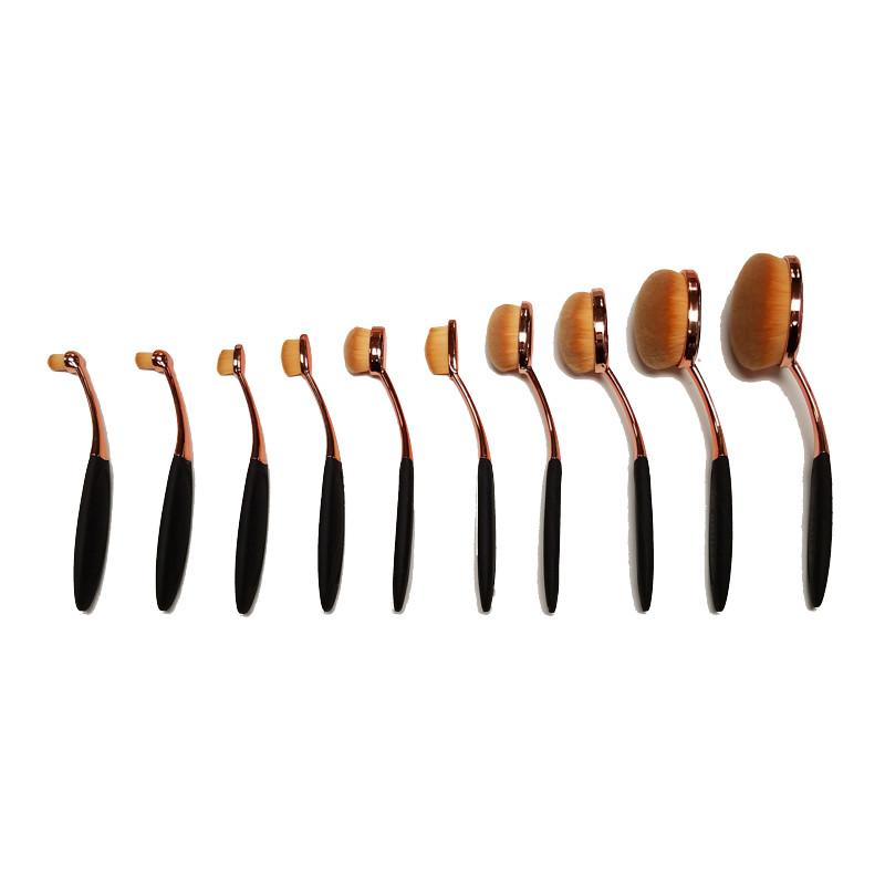 Synthetic Oval Makeup Brush Set - 10 Piece - Timeless Beauty
