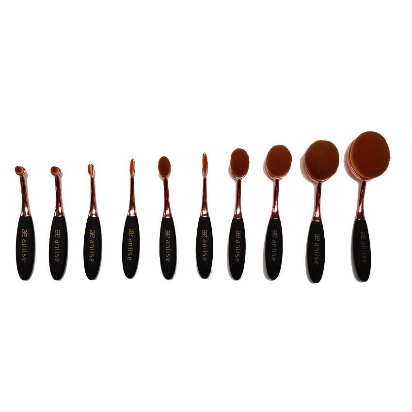 Synthetic Oval Makeup Brush Set - 10 Piece - Timeless Beauty