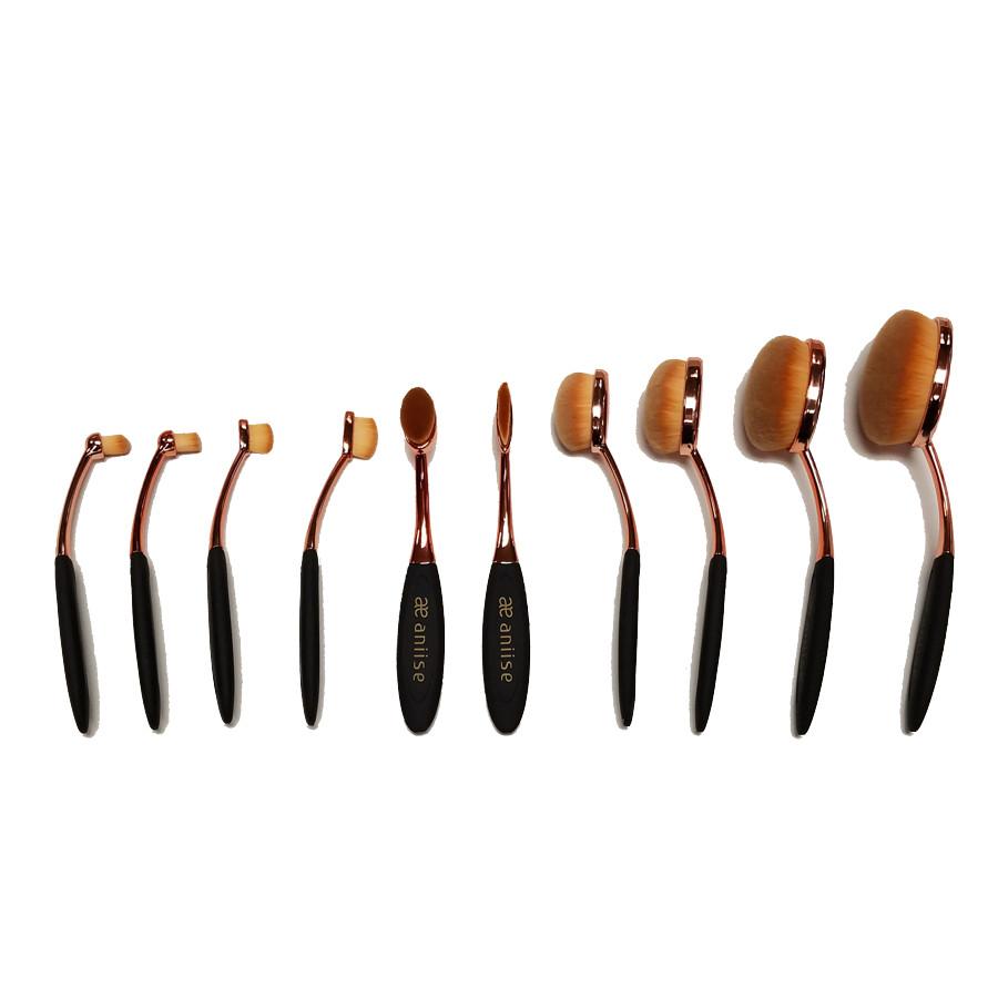 Synthetic Oval Makeup Brush Set - 10 Piece - Timeless Beauty
