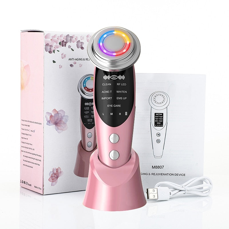 7 In 1 RF Face Massager Skin Rejuvenation Mesotherapy Facial Lifting - Timeless Beauty