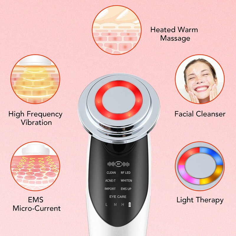 7 In 1 RF Face Massager Skin Rejuvenation Mesotherapy Facial Lifting - Timeless Beauty