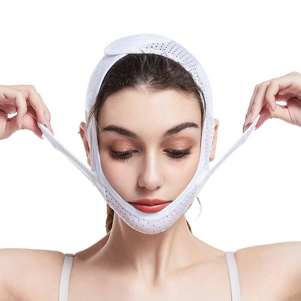 V Face Shaper Facial Slimming Bandage Relaxation Lift Up Belt Shape Maroon Asteria