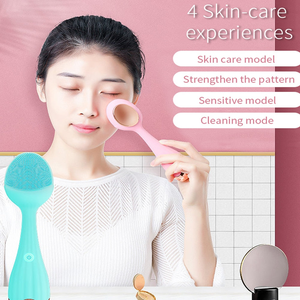 Facial Cleansing Brush Electric Sonic Face Brush For Makeup Maroon Asteria