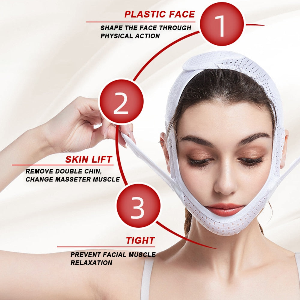 V Face Shaper Facial Slimming Bandage Relaxation Lift Up Belt Shape Maroon Asteria