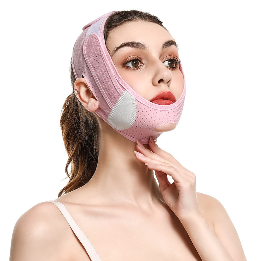 V Face Shaper Facial Slimming Bandage Relaxation Lift Up Belt Shape Maroon Asteria