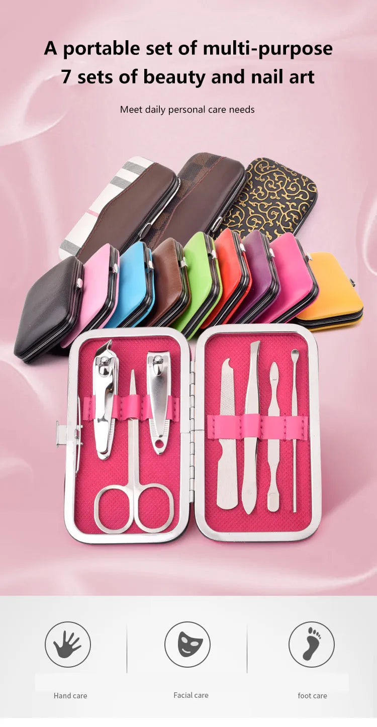 7 Piece Beauty Tool Kit Portable Perfect On The Go Size Set - Timeless Beauty