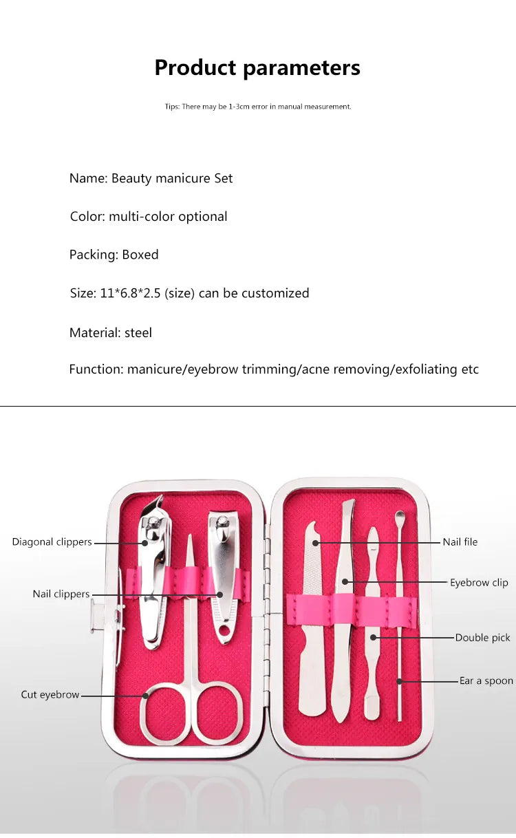 7 Piece Beauty Tool Kit Portable Perfect On The Go Size Set - Timeless Beauty