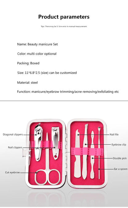 7 Piece Beauty Tool Kit Portable Perfect On The Go Size Set - Timeless Beauty
