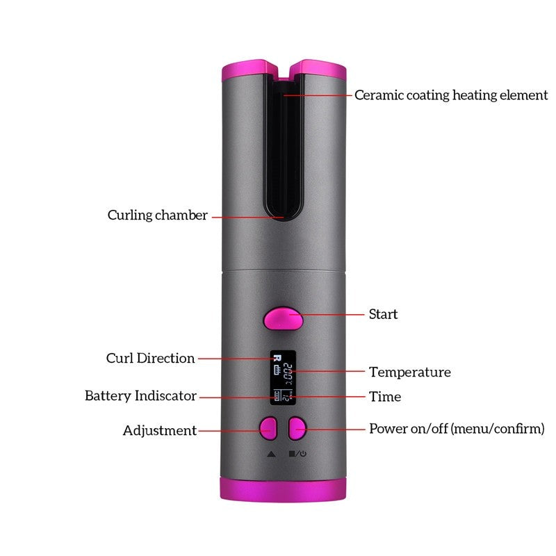 Cordless Automatic Hair Curler Iron Wireless Curling Iron USB - Timeless Beauty