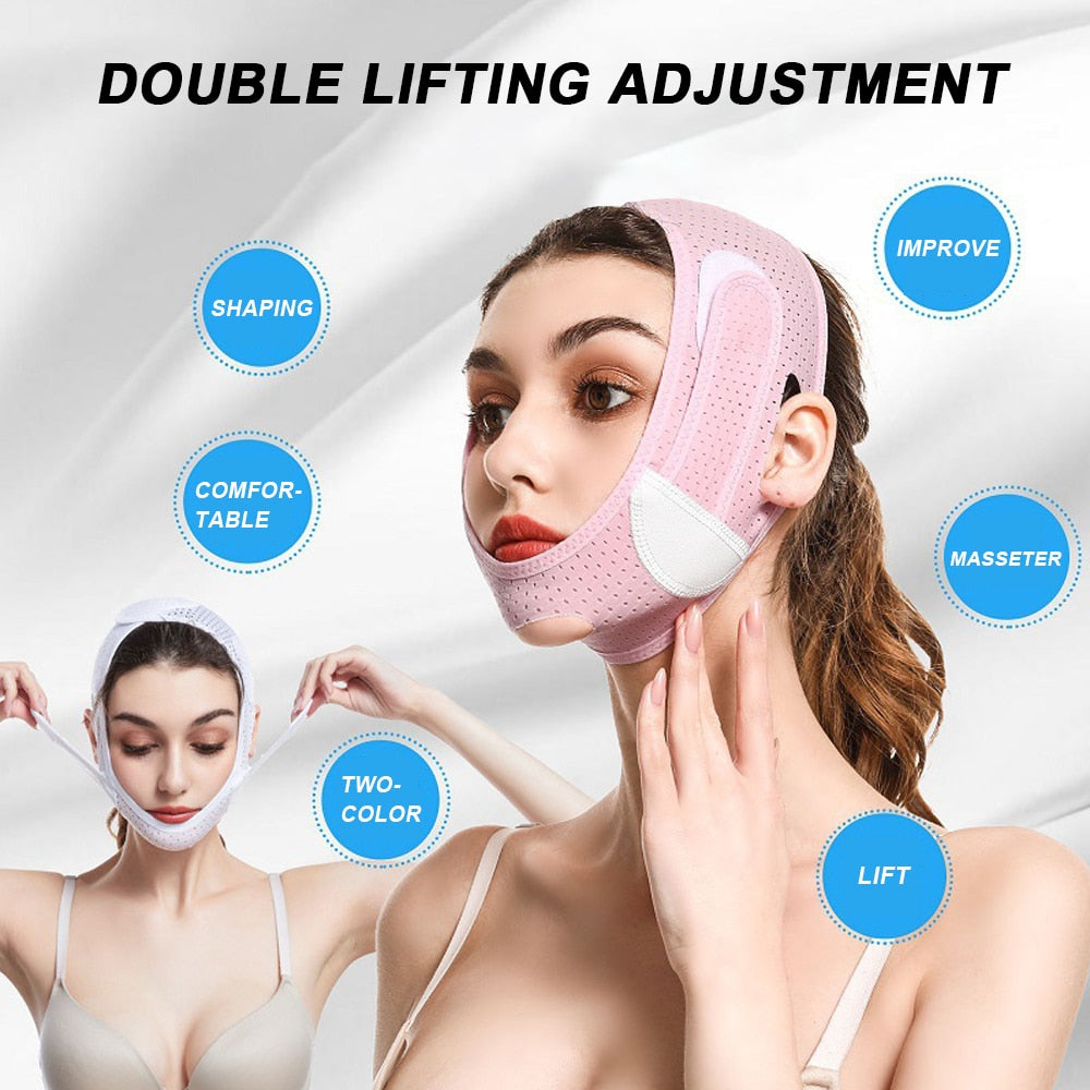 V Face Shaper Facial Slimming Bandage Relaxation Lift Up Belt Shape Maroon Asteria