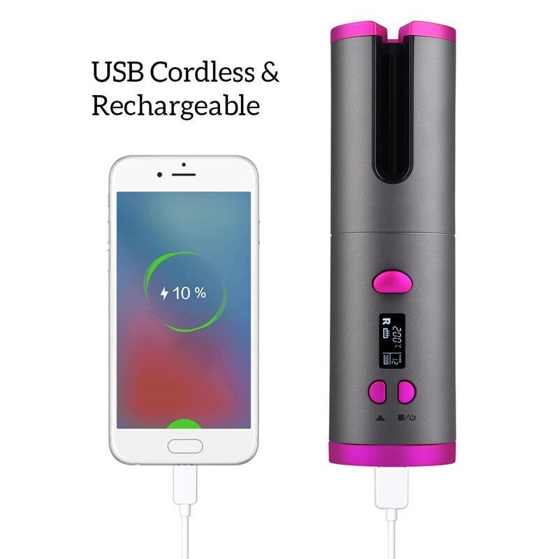 Cordless Automatic Hair Curler Iron Wireless Curling Iron USB - Timeless Beauty