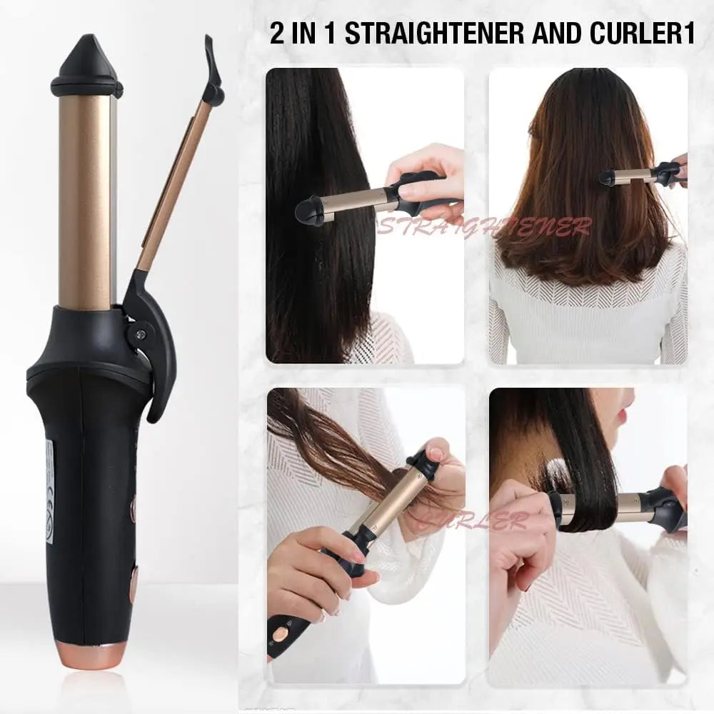 Mini Hair Curling Iron Straightener 2 in 1 Travel Mini Curling Wand - Timeless Beauty