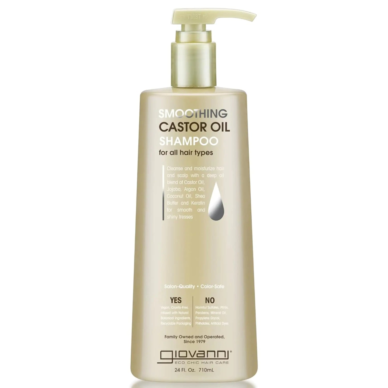GIOVANNI Smoothing Castor Oil Shampoo - Shampoo for Moisture Hair Growth Natural Moisturizing Shampoo to Strengthen Damaged Frizzy Hair for Women &amp; Men Restore Smooth Hair - 24 Fl Oz (Pack of 1) - Timeless Beauty