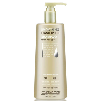 GIOVANNI Smoothing Castor Oil Shampoo - Shampoo for Moisture Hair Growth Natural Moisturizing Shampoo to Strengthen Damaged Frizzy Hair for Women &amp; Men Restore Smooth Hair - 24 Fl Oz (Pack of 1) - Timeless Beauty