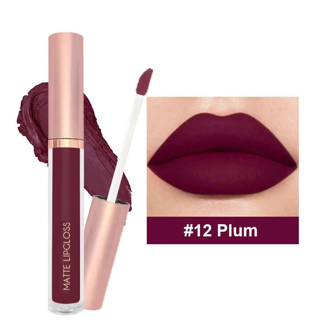 12-Shade Nude Matte Lip Gloss - Timeless Beauty
