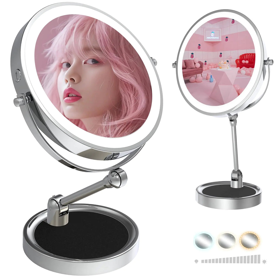 GlamourGaze 8-Inch Lighted Makeup Mirror - Timeless Beauty