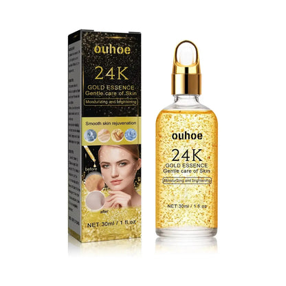 24K Gold Face Serum Hyaluronic Acid Moisturizing Whitening Fade Fine Lines Shrinks Pores Anti-Aging Brighten Essence Skin Care - Timeless Beauty