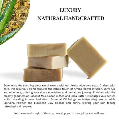Arnica Aloe Vera with Rosemary Handcrafted Soap | Vegan | 100% Natural |Stimulates and Hydrating Properties for Hand, Face, &amp; Body | Miami-Made - 1 Bar - Timeless Beauty
