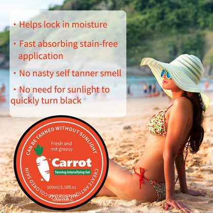 CARROT Tanning Intensifying Gel Peach Beauty Carrot Black Gel 100Ml/3.38Fl.Oz Lasting Gel Brown Tanning Gel for Body Indoor Outdoor Self Tanners Beach Women Men Fl Studio - Timeless Beauty